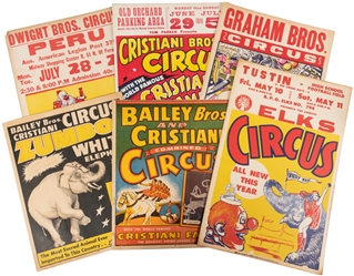  Over 50 Circus and Carnival Window Cards. American, mid- to...