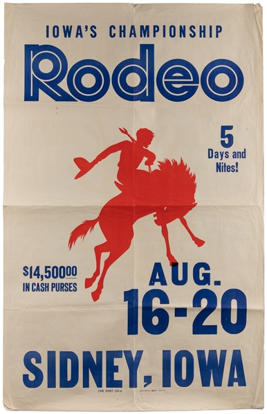  Iowas Championship Rodeo. Sidney, IA: Argus, ca. 1950s. 44...