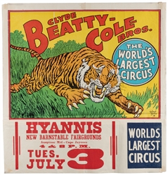  Clyde Beatty-Cole Bros. Circus. Group of 6 half-sheet poste...