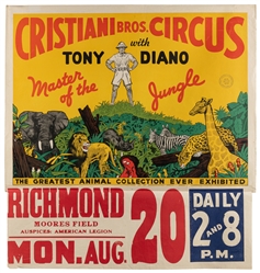  [CIRCUS]. Group of 6 half-sheet posters. Circa 1940s-60s. I...