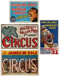  Three American circus posters. Circa 1940s. Including Ringl...