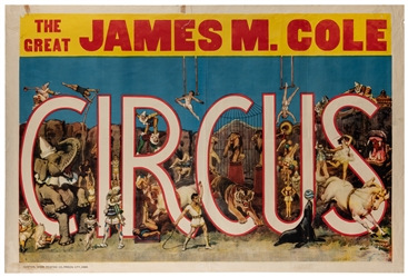  Three American circus posters. Circa 1940s. Including Ringl...