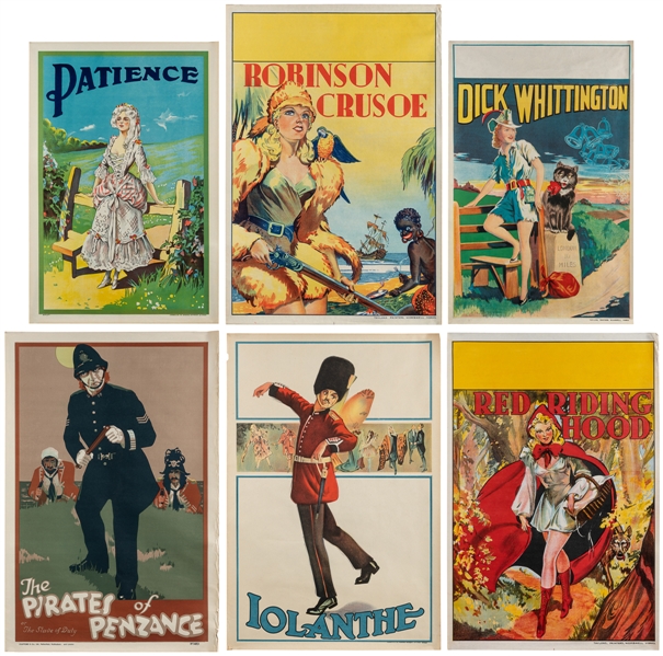  Six British pantomime posters. Taylors Printers, Wombwell Y...