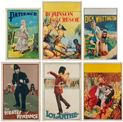  Six British pantomime posters. Taylors Printers, Wombwell Y...