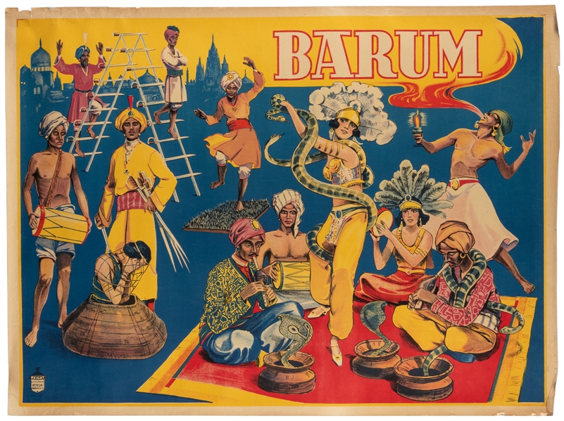  Circus Barum Snake Charmers and Fakirs German Poster. Berli...