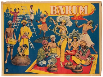  Circus Barum Snake Charmers and Fakirs German Poster. Berli...