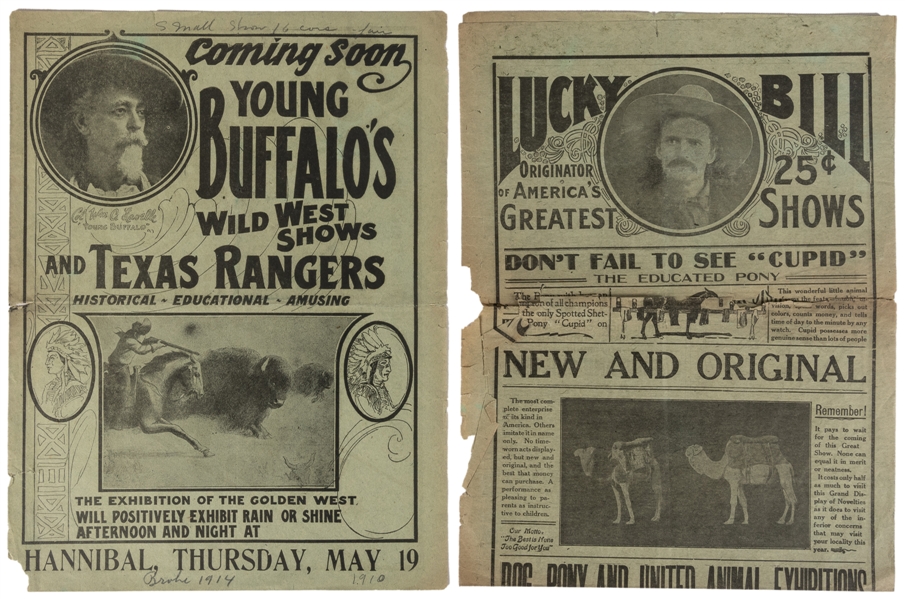  Pair of Wild West Show heralds. Circa 1910. Includes: Young...