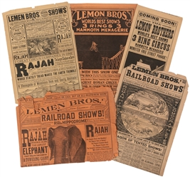  Lemen / Lemon Bros. World's Best Shows. Five circus heralds...