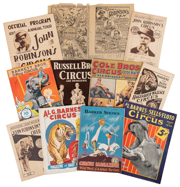  Collection of 29 American circus programs, couriers, and a ...