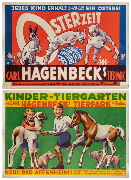  Pair of Carl Hagenbecks Tierpark Posters. Germany, ca. 193...