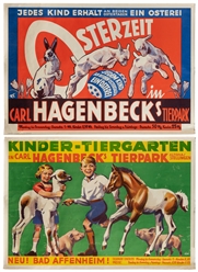  Pair of Carl Hagenbeck's Tierpark Posters. Germany, ca. 193...