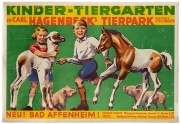  Pair of Carl Hagenbeck's Tierpark Posters. Germany, ca. 193...