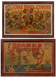  Pair of Cole Bros. and Sparks Bros. Circus posters. Includi...
