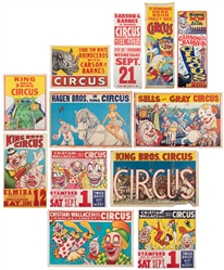  Group of 10 American circus posters. Circa 1950s/60s. Ten c...