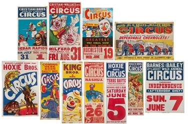  Group of 10 American circus posters. Mid-20th century. Ten ...