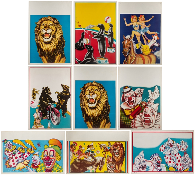  Lot of 10 Circus Stock Posters. 1960s/70s. Ten offset litho...