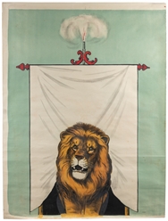  Female Lion Tamer Stock Poster. Color lithograph circus sto...