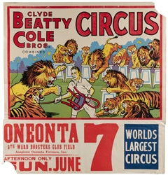  Clyde Beatty and Cole Bros. Circus Posters. Group of 15 pos...