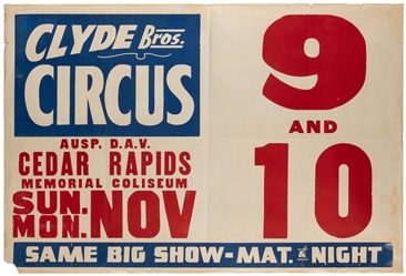  Clyde Beatty and Cole Bros. Circus Posters. Group of 15 pos...