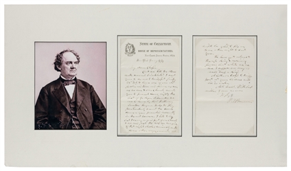  BARNUM, P.T. (1810 – 1891). Autograph letter signed, to Edw...