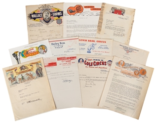  [AUTOGRAPHS]. Group of 18 Letters Signed by Circus People o...