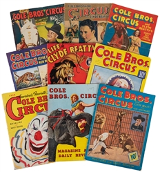  [COLE BROS. CIRCUS]. Group of Nearly 50 Souvenir Programs. ...
