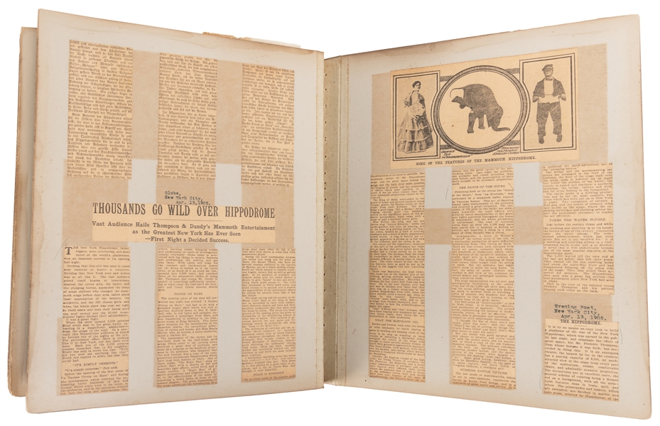  [NEW YORK HIPPODROME]. Large scrapbook related to the openi...
