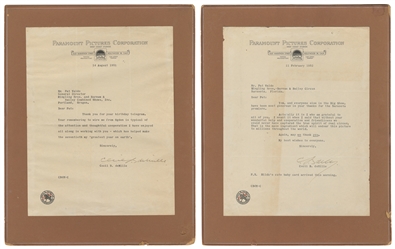  DEMILLE, Cecil B. (1881 – 1959). Two TLSs to Pat Valdo. Hol...