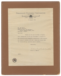  DEMILLE, Cecil B. (1881 – 1959). Two TLSs to Pat Valdo. Hol...
