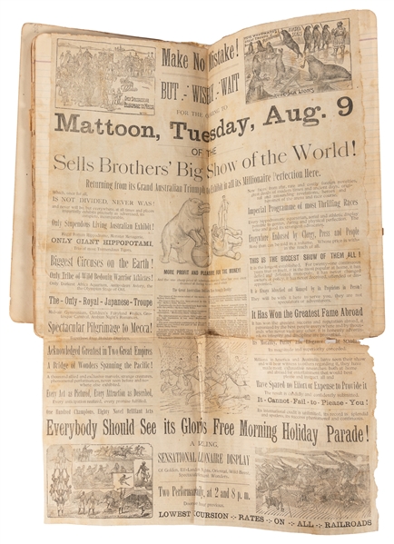  Scrapbook of 19th century circus and theatrical ephemera. M...