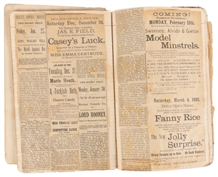  Scrapbook of 19th century circus and theatrical ephemera. M...