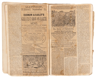  Scrapbook of 19th century circus and theatrical ephemera. M...