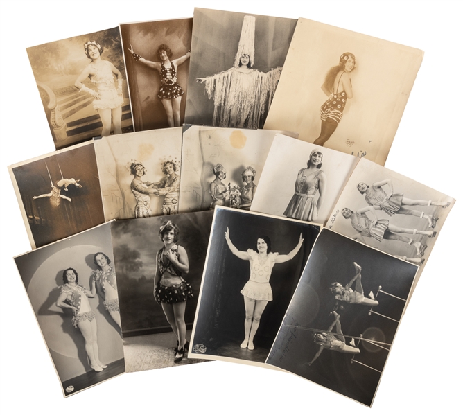  Group of Nearly 29 Photographs of Circus Beauties in Costum...