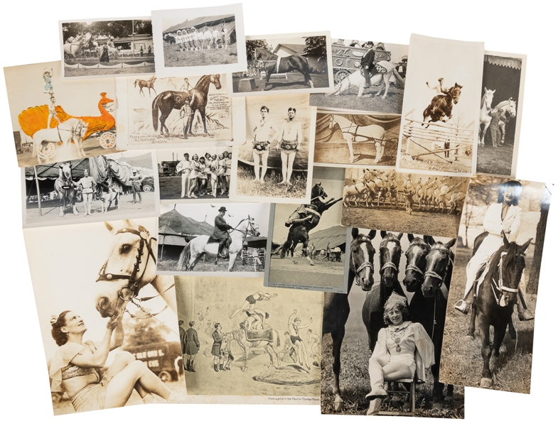  [HORSES]. Group of Nearly 40 Photos of Horses or Horse Acts...