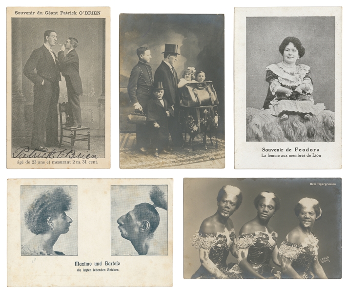  [SIDESHOWS]. Group of Nearly 20 Photographs, Postcards, Rea...