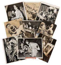  JACOBS, Lou. Group of 13 photos, one signed. Bulk 1940s. In...