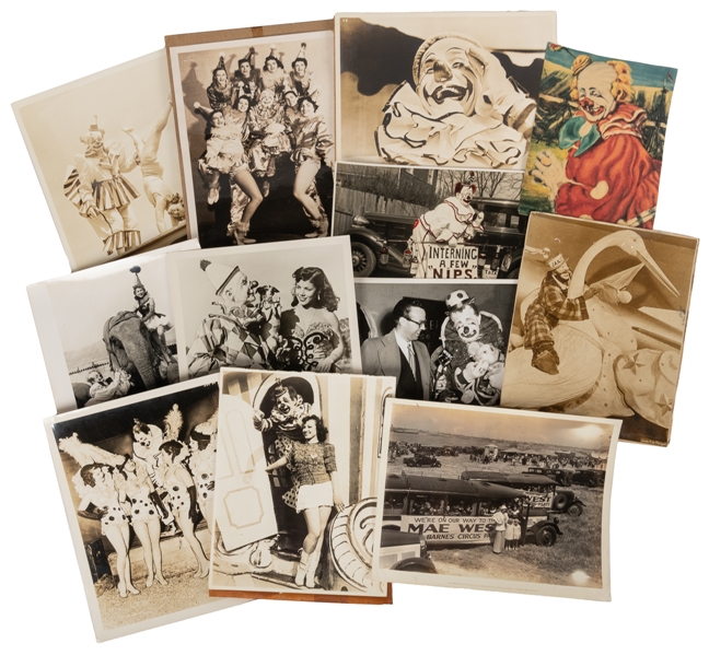  [CLOWNS]. File of circus clown photographs. American, ca. 1...