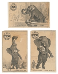  Trio of Clarks O.N.T. Trade Cards with Jumbo the Elephant....