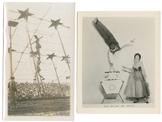  Collection of 70 photographs of circus performers. Early 20...
