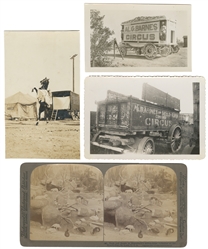  Album of American circus snapshots and postcards. Circa 193...