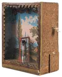  Acrobat Mechanical Sand Toy. Paper-covered box with glass f...