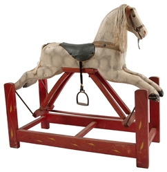  [CHILDRENS TOY / RIDE-ON]. Hand-Carved and Hand-Painted Mi...