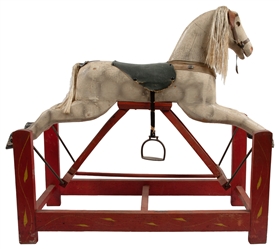  [CHILDREN'S TOY / RIDE-ON]. Hand-Carved and Hand-Painted Mi...