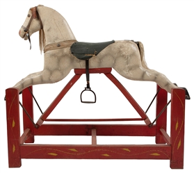  [CHILDREN'S TOY / RIDE-ON]. Hand-Carved and Hand-Painted Mi...