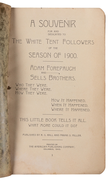  Adam Forepaugh and Sells Brothers. A Souvenir for and dedic...