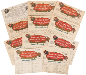  Ringling Bros and Barnum & Bailey Route Card Collection. Ni...