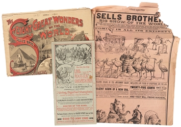  Sells Bros. Enormous United Shows. Group of 7 couriers, her...