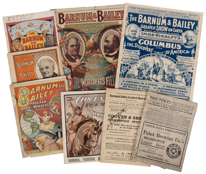  Barnum & Bailey Greatest Show on Earth. Group of 8 programs...