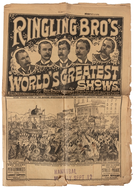  Ringling Bros. Worlds Greatest Shows courier. Buffalo: Cou...