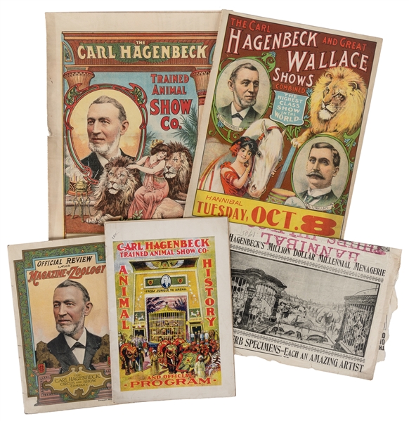  Carl Hagenbeck / Hagenbeck-Wallace Circus. Group of 5 progr...